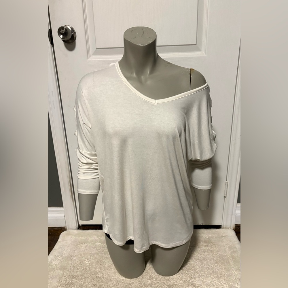 Women's White V-Neck Top
